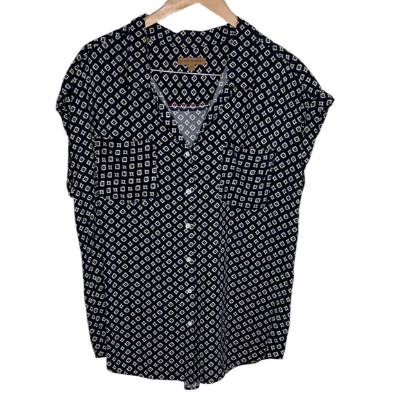 Jachs Girlfriend Black Diamond Button Up Blouse Women Size XL - Picture 1 of 5